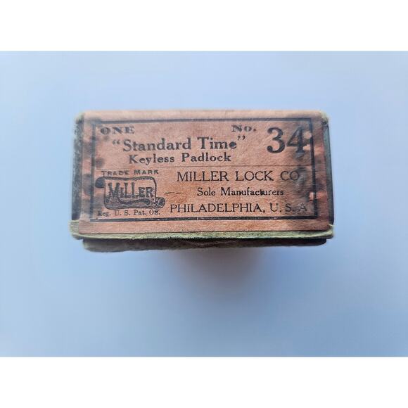 Antique Rare JB Miller Keyless Lock Co. numberless combination padlock - Picture 8 of 10